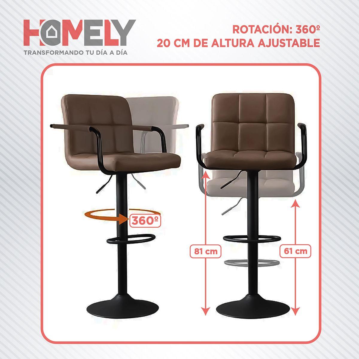 Pack x2 Sillas De Bar Piso Taburete Homely Comfort 61-81CM-3