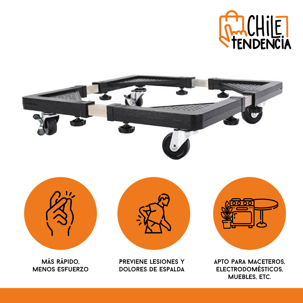 Base Transporte Ajustable Refrigerador Lavadora Secadora-3