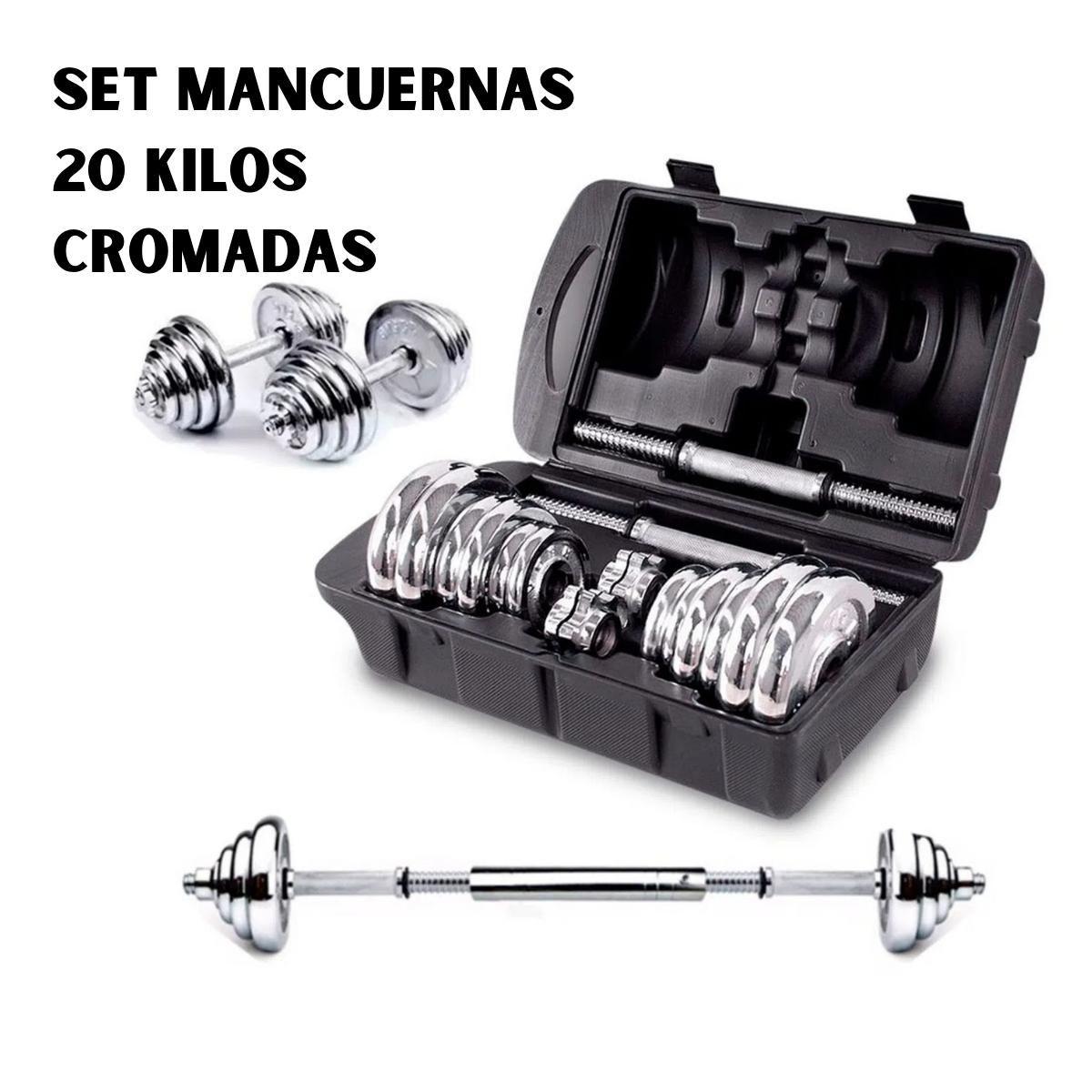 Set Mancuernas 20 Kg Cromadas Kit Mancuernas Profesional-1