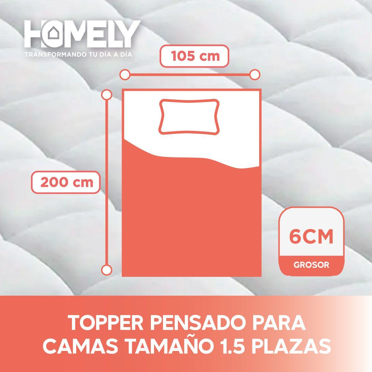 Topper Cubre Colchon 1.5 Plazas Homely Acolchado Premium-2