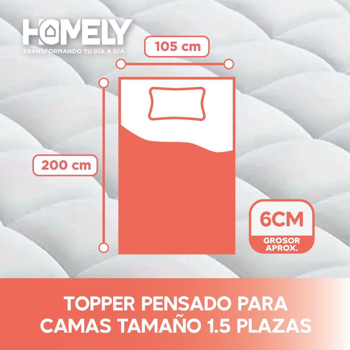 Topper Cubre Colchon 1.5 Plazas Homely Acolchado Premium-2