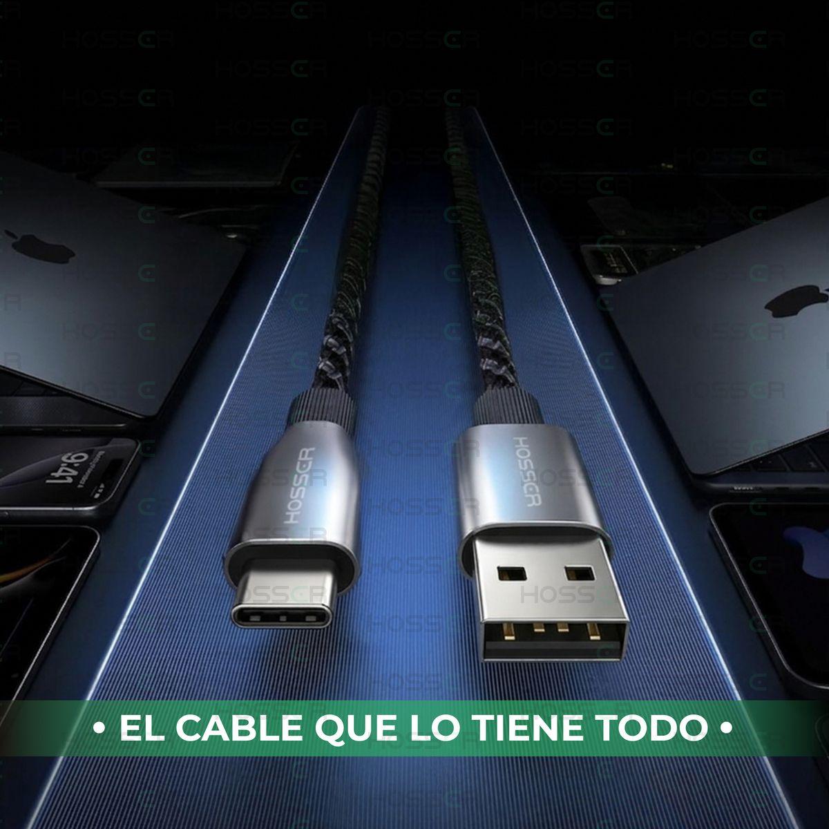 Cable Usb Tipo C To Usb 2 M Iphone Samsung Hosser Carga Rapida Negro-9