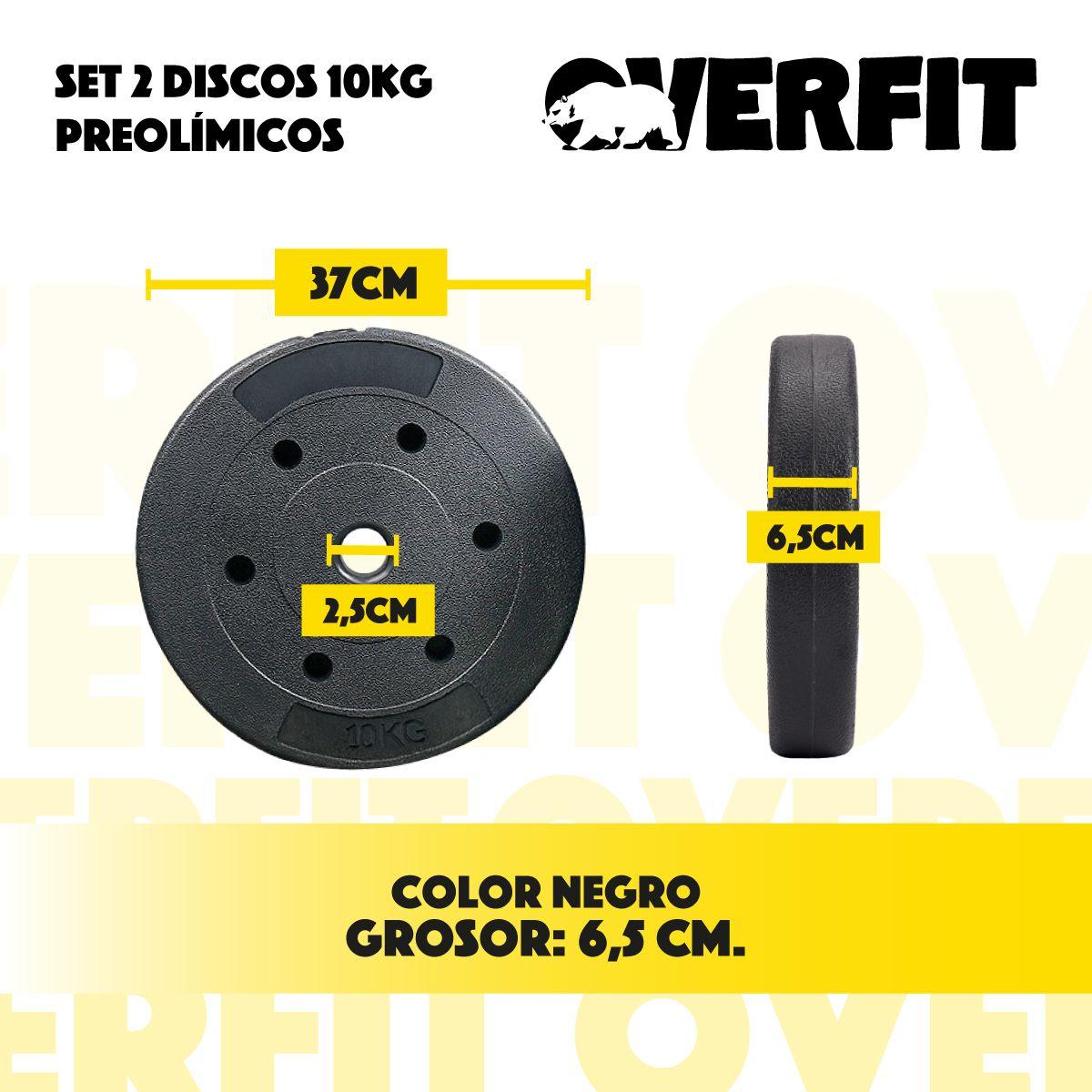 Par Discos Preolimpicos 10Kg Overfit PVC Set 2 Pesas Barra-2
