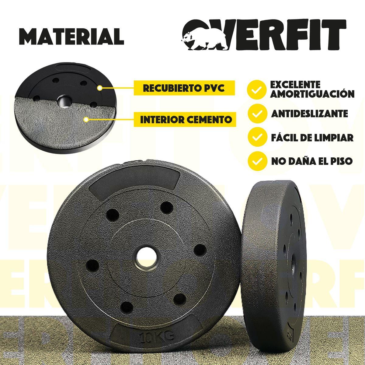 Par Discos Preolimpicos 10Kg Overfit PVC Set 2 Pesas Barra-3