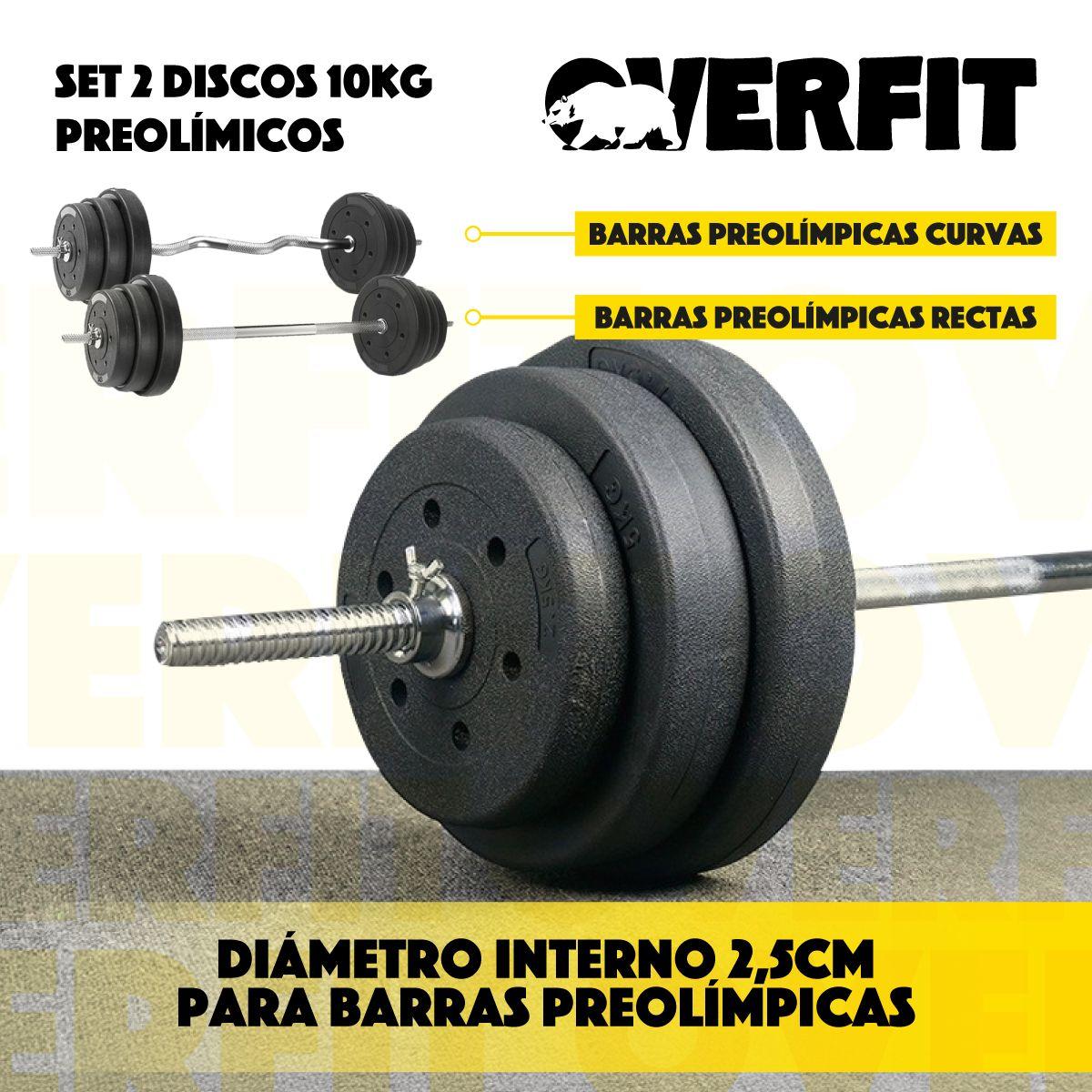 Par Discos Preolimpicos 10Kg Overfit PVC Set 2 Pesas Barra-4