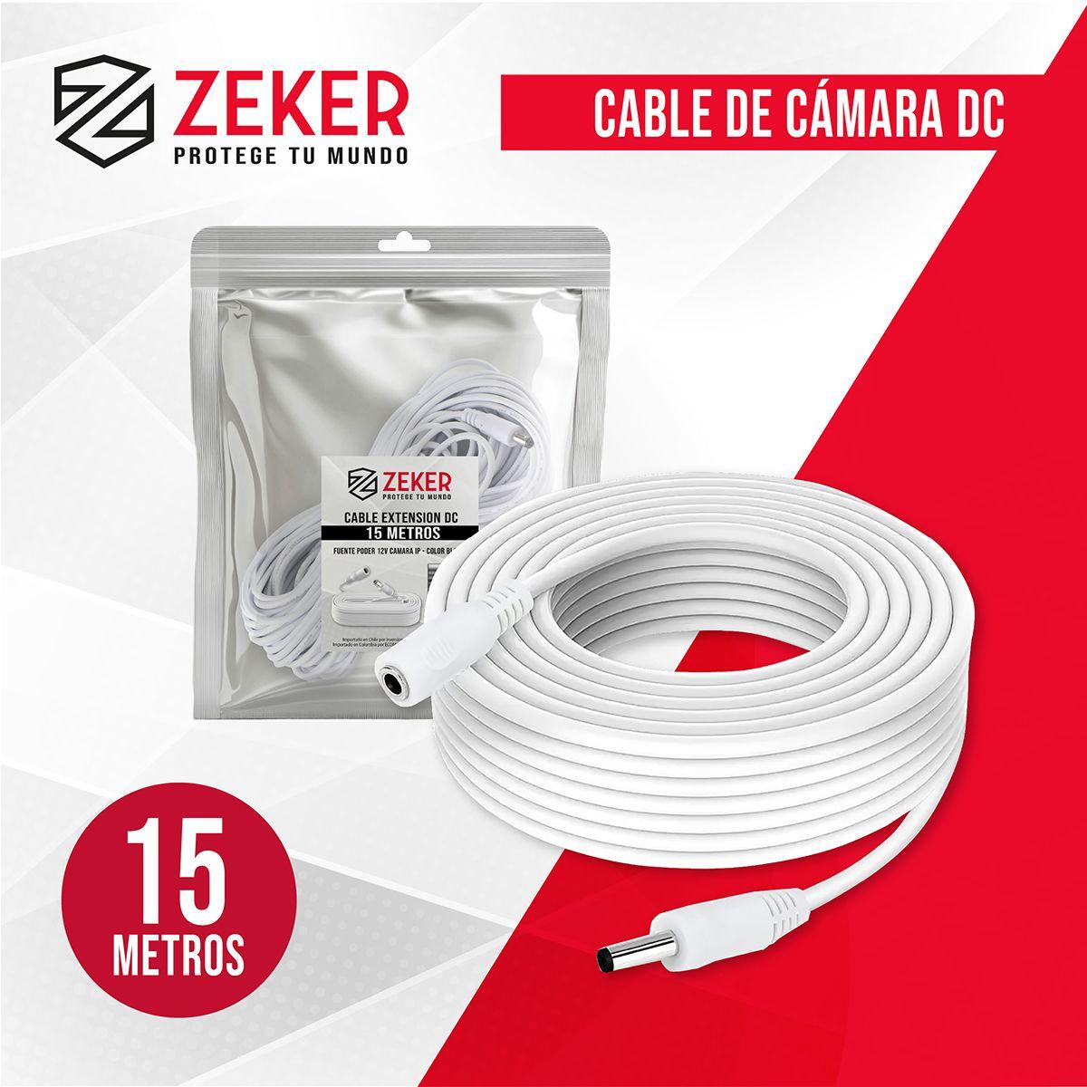Cable Camara Seguridad Zeker Extensor Universal 15 Mts 12v-4