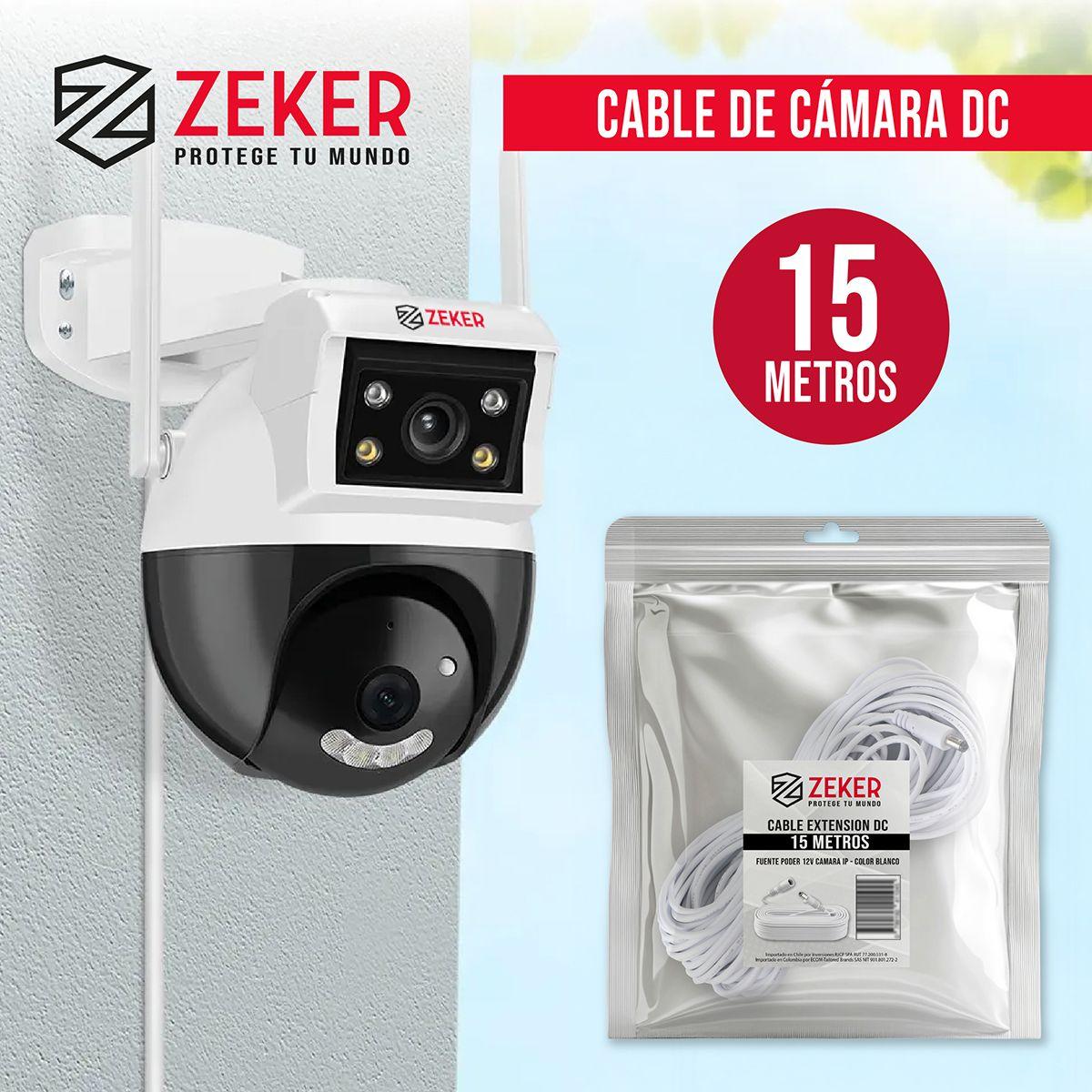 Cable Camara Seguridad Zeker Extensor Universal 15 Mts 12v-6