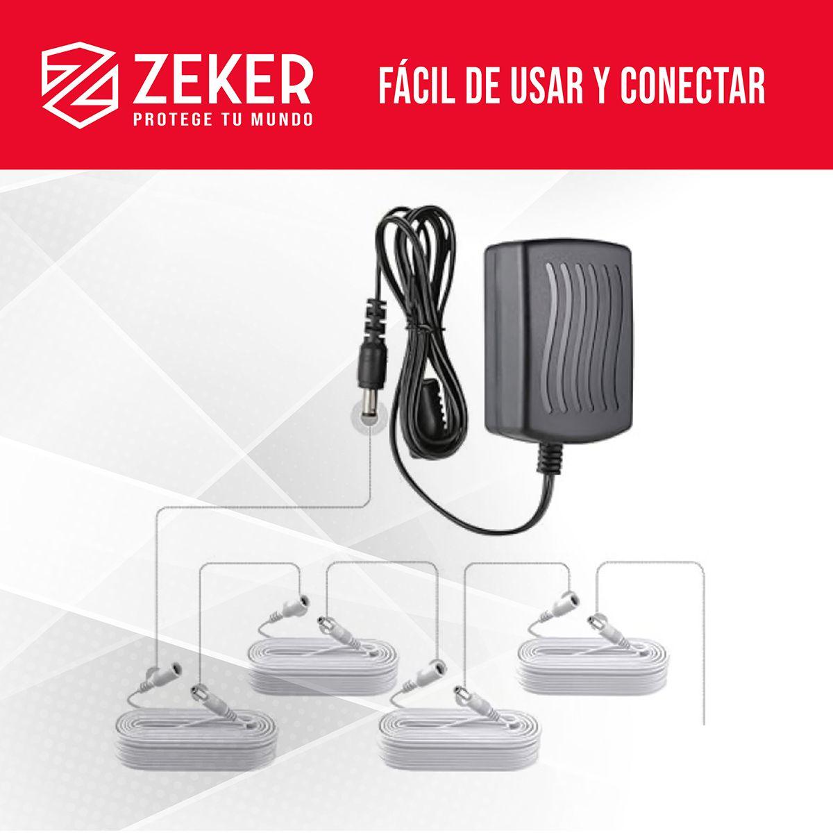 Cable Camara Seguridad Zeker Extensor Universal 15 Mts 12v-7