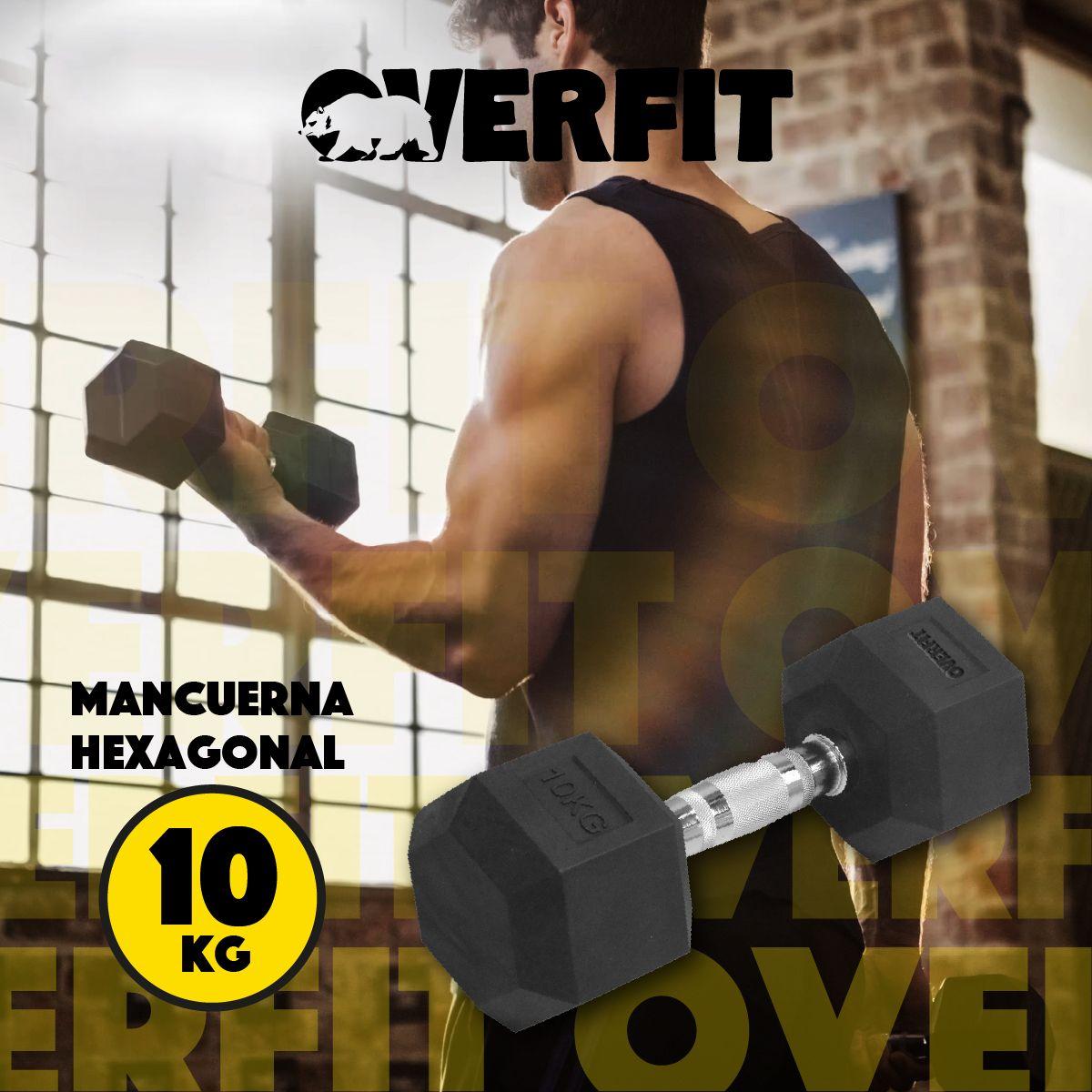 Mancuerna Hexagonal 10 Kg Acero Y Caucho Overfit-7