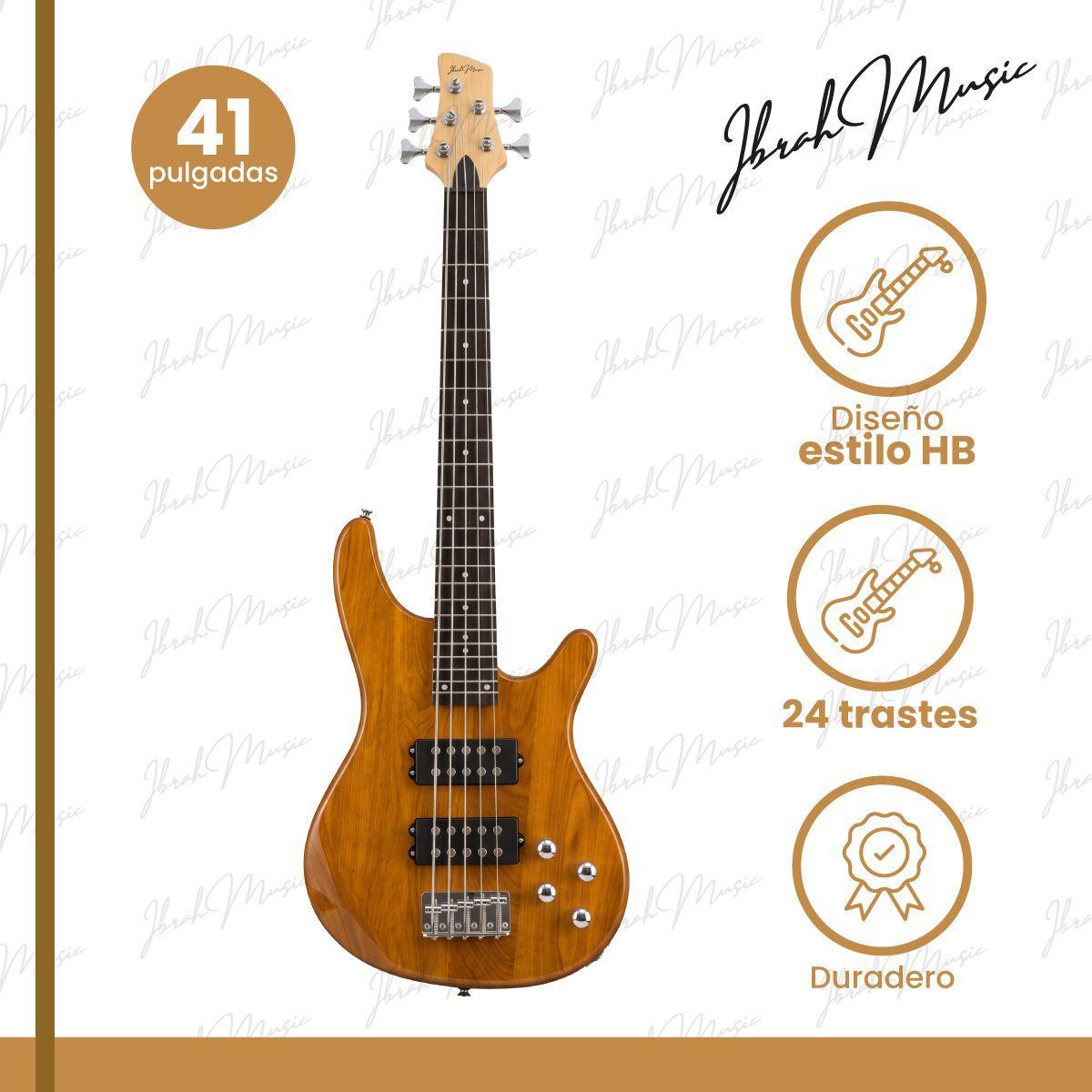 Bajo Electrico Ibrah Music Hb De 5 Cuerdas De Color Madera-2
