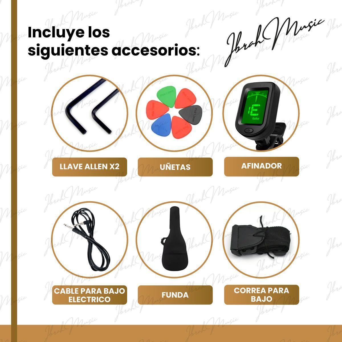 Bajo Electrico Ibrah Music Hb De 5 Cuerdas De Color Madera-3