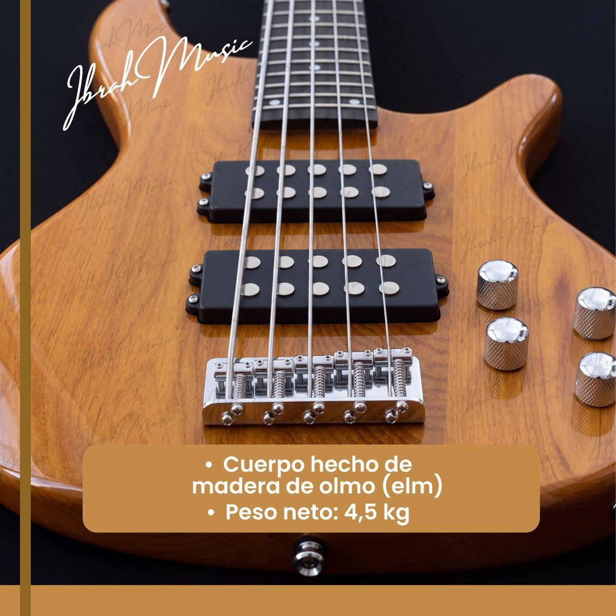 Bajo Electrico Ibrah Music Hb De 5 Cuerdas De Color Madera-4