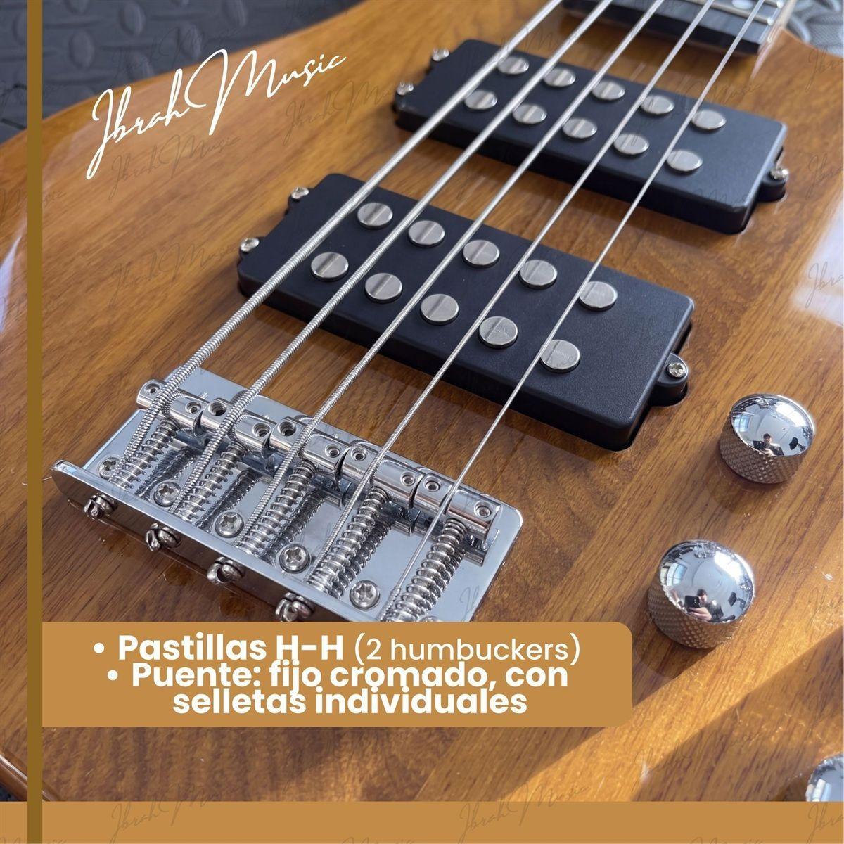 Bajo Electrico Ibrah Music Hb De 5 Cuerdas De Color Madera-5
