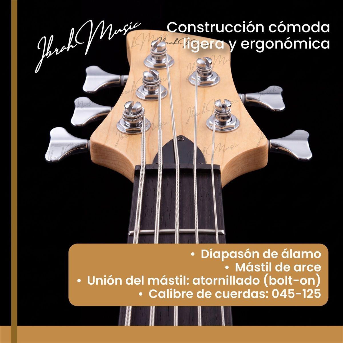 Bajo Electrico Ibrah Music Hb De 5 Cuerdas De Color Madera-8