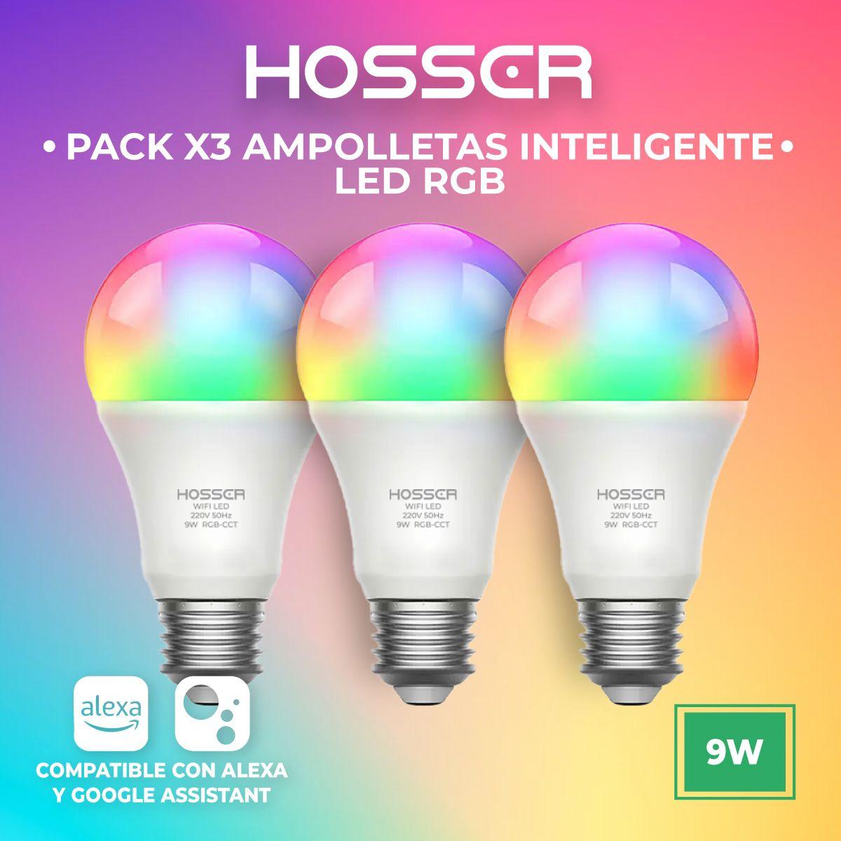 Ampolletas Led E27 Hosser Inteligente Led 9W RGB App Tuya X3-8