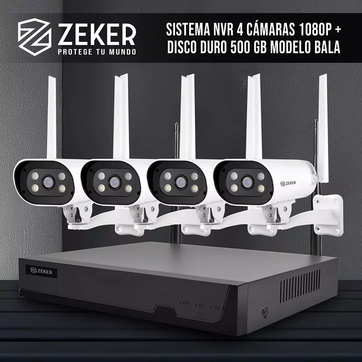 Kit Nvr Camaras Zeker Seguridad 1080p FHD + Disco Duro 500gb-7