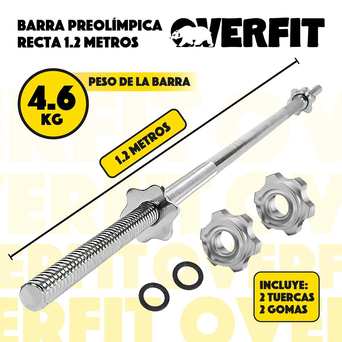 Barra Preolimpica Recta 4.6 kg Overfit 120Cm Cromada Fitness-2