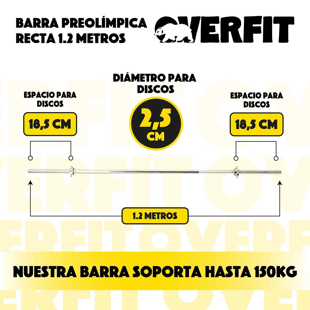 Barra Preolimpica Recta 4.6 kg Overfit 120Cm Cromada Fitness-3