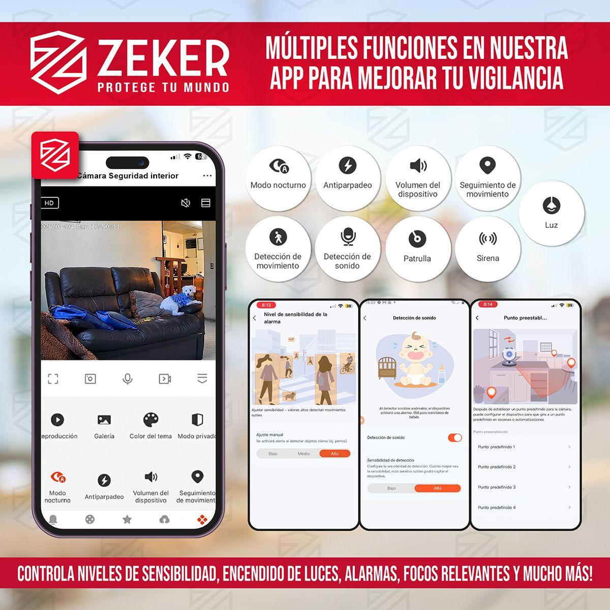 Cámara De Seguridad Interior Wifi IP Zeker 2MP 5G Pan Tilt-2