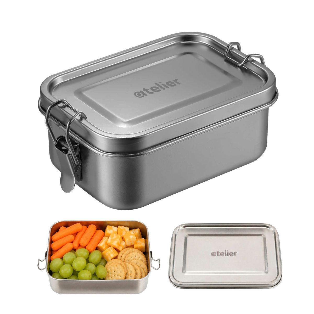 Tupper Frasco 850ml Atelier De Acero Inoxidable Individual Con Tapa Hermetico Plateado-0