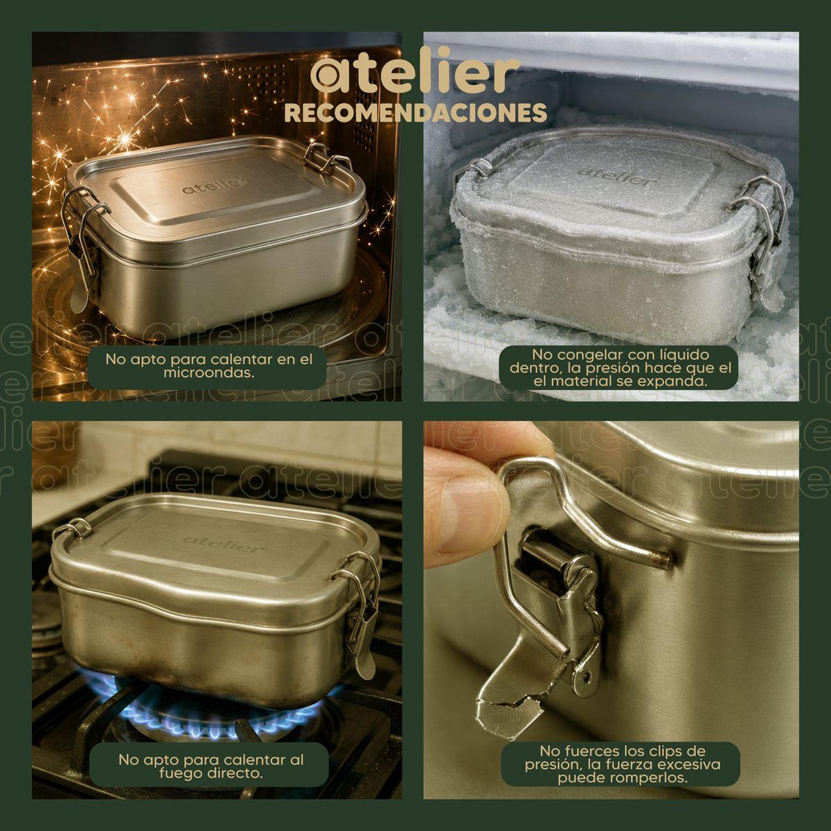 Tupper Frasco 850ml Atelier De Acero Inoxidable Individual Con Tapa Hermetico Plateado-6