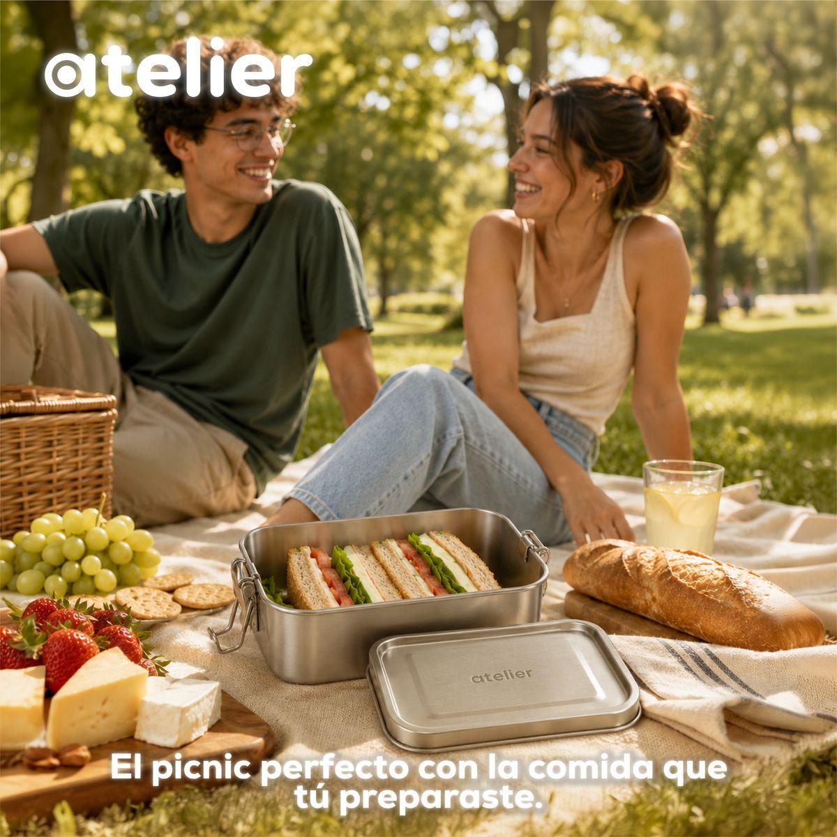 Tupper Frasco 850ml Atelier De Acero Inoxidable Individual Con Tapa Hermetico Plateado-9