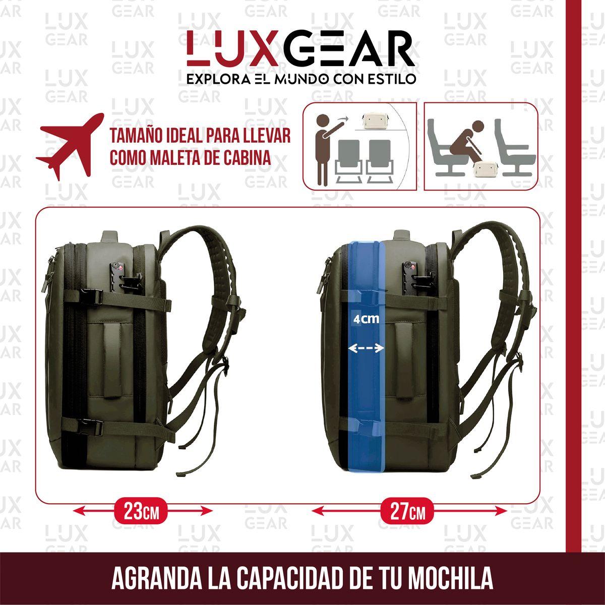 Mochila De Viaje 900D Luxgear Cabina 40 Litros Verde Olivo-2