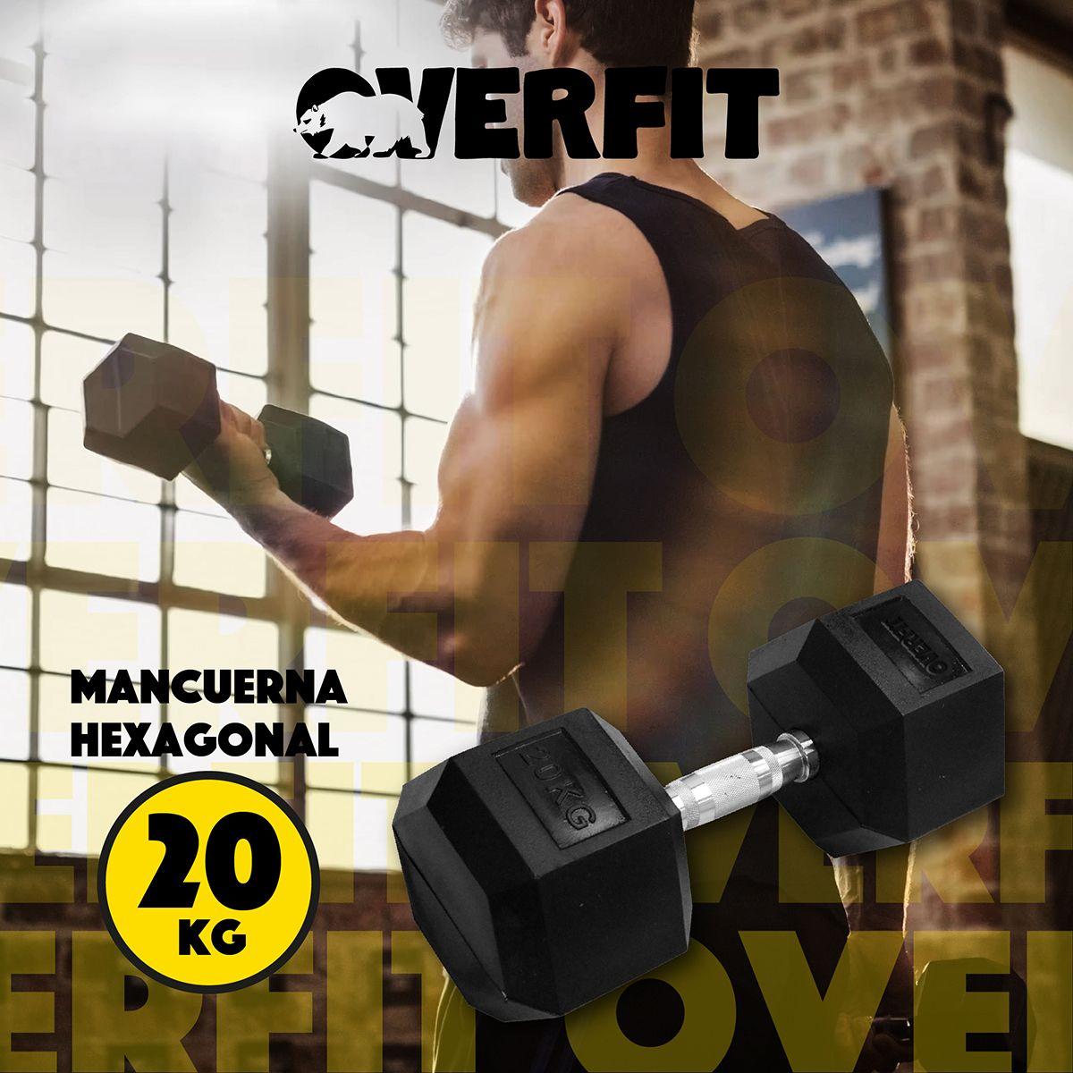 Mancuerna Hexagonal 20 kg Acero Y Caucho Overfit-7