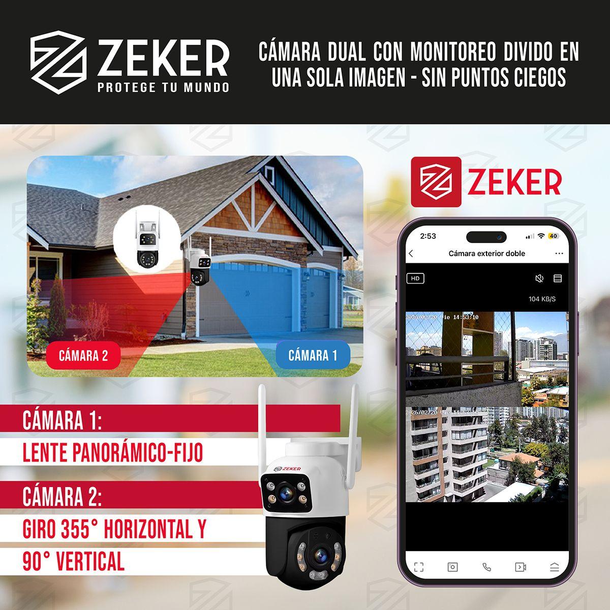 Camara De Seguridad 2.4g Zeker Doble 6mp Exterior Impermeabl-2