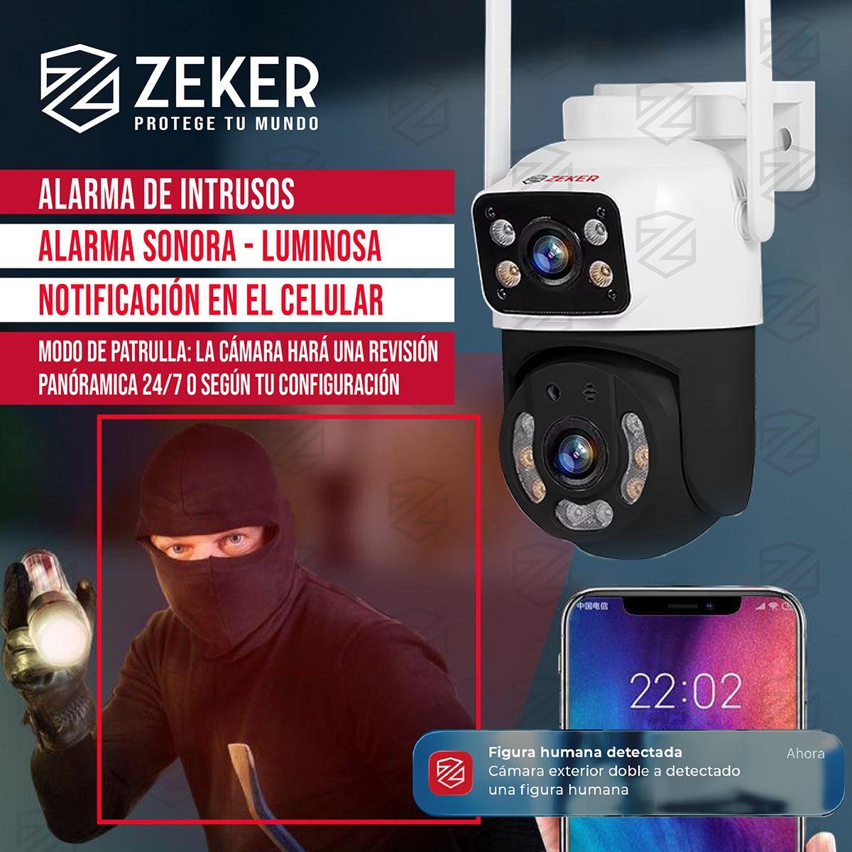 Camara De Seguridad 2.4g Zeker Doble 6mp Exterior Impermeabl-7