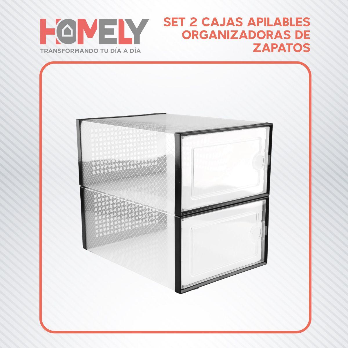 Caja Organizadora Zapatos Apilables Homely Transparente X2-6