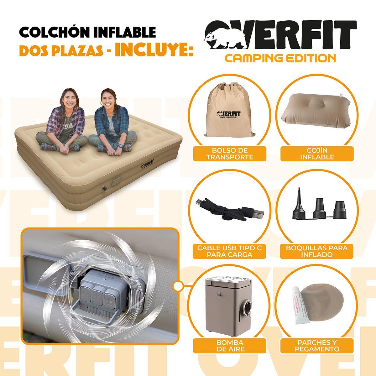 Colchón Inflable Electrico 2 Plazas Overfit Bomba Portatil-2