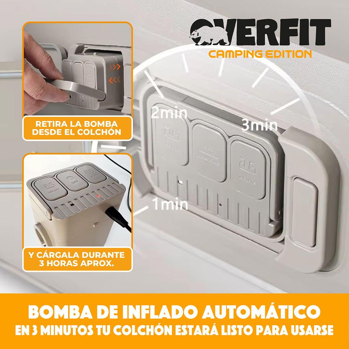 Colchón Inflable Electrico 2 Plazas Overfit Bomba Portatil-3