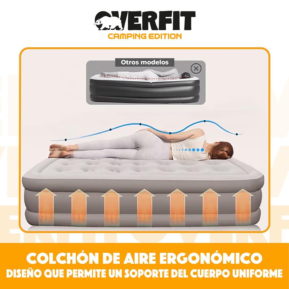 Colchón Inflable Electrico 2 Plazas Overfit Bomba Portatil-5