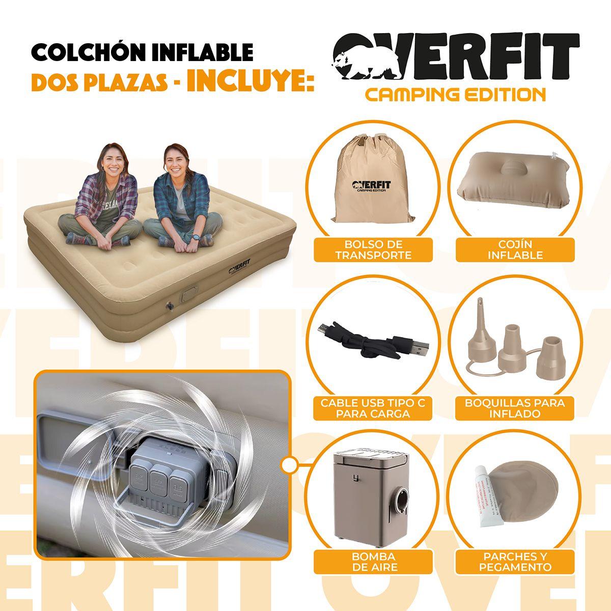 Colchón Inflable Electrico 2 Plazas Overfit Bomba Portatil-2