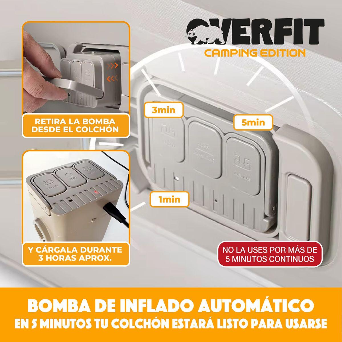 Colchón Inflable Electrico 2 Plazas Overfit Bomba Portatil-3