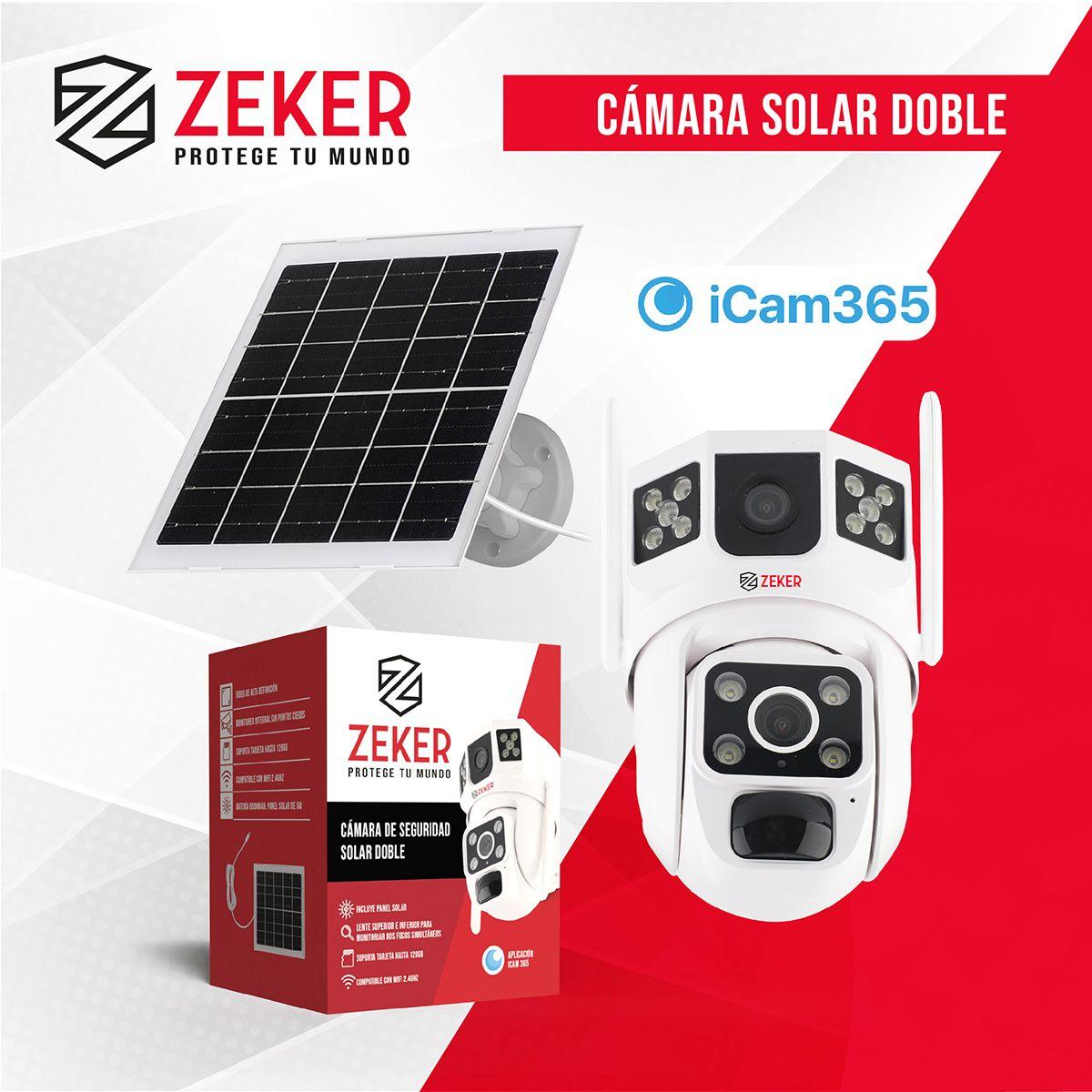 Camara De Seguridad Solar Vigilancia Exterior Doble Zeker-7