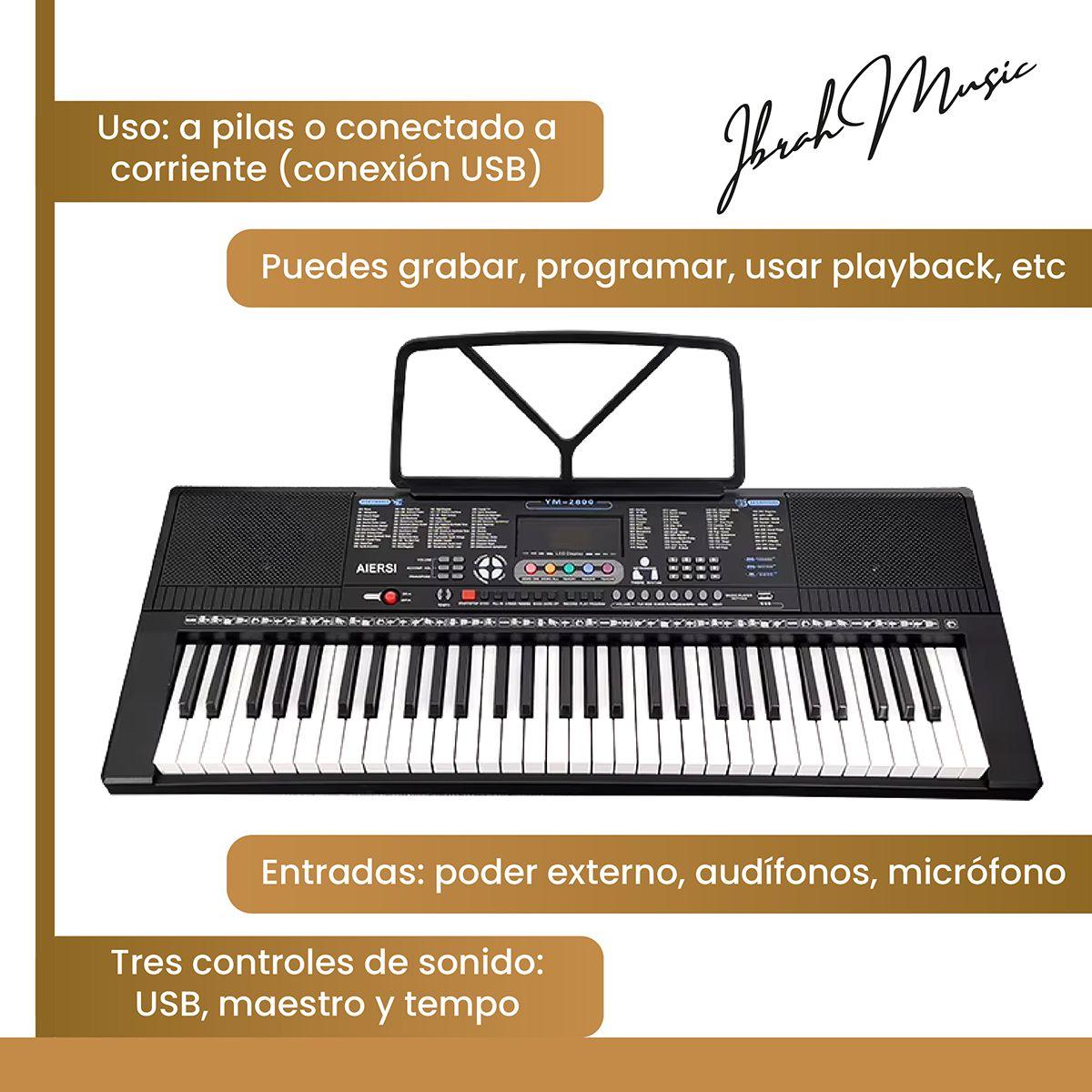 Piano Eléctrico Yongmei 61 Teclas Teclado Musical USB-2