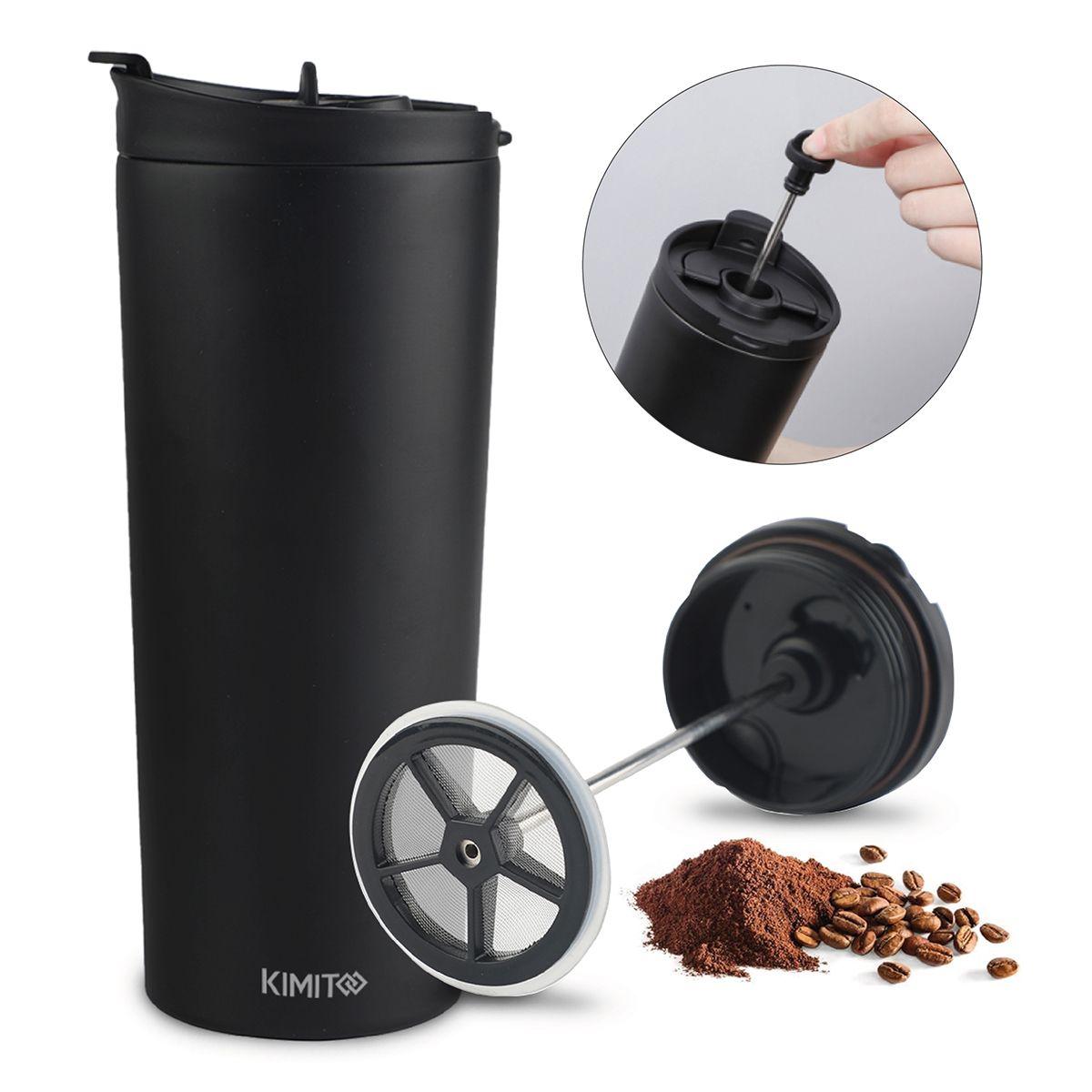 Prensa Francesa Portatil Kimito 500 Ml Cafetera Travel Negro-0