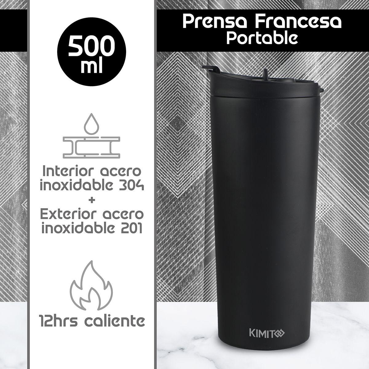 Prensa Francesa Portatil Kimito 500 Ml Cafetera Travel Negro-1