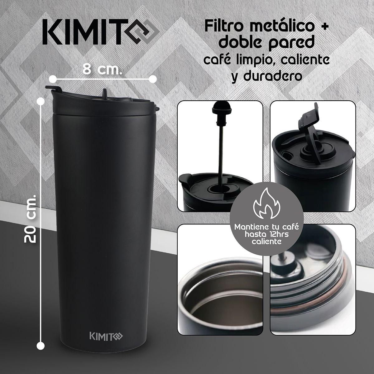 Prensa Francesa Portatil Kimito 500 Ml Cafetera Travel Negro-2
