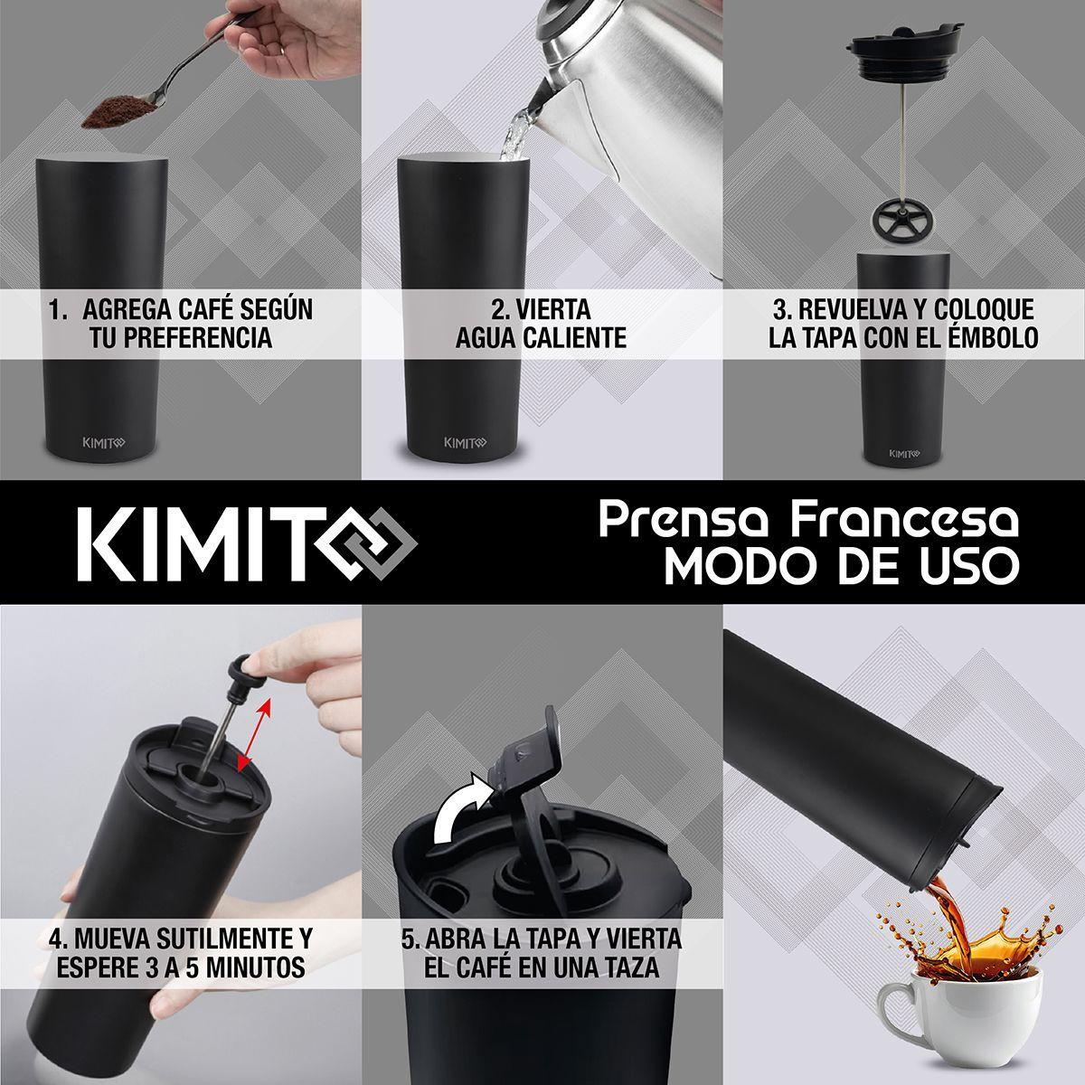 Prensa Francesa Portatil Kimito 500 Ml Cafetera Travel Negro-3
