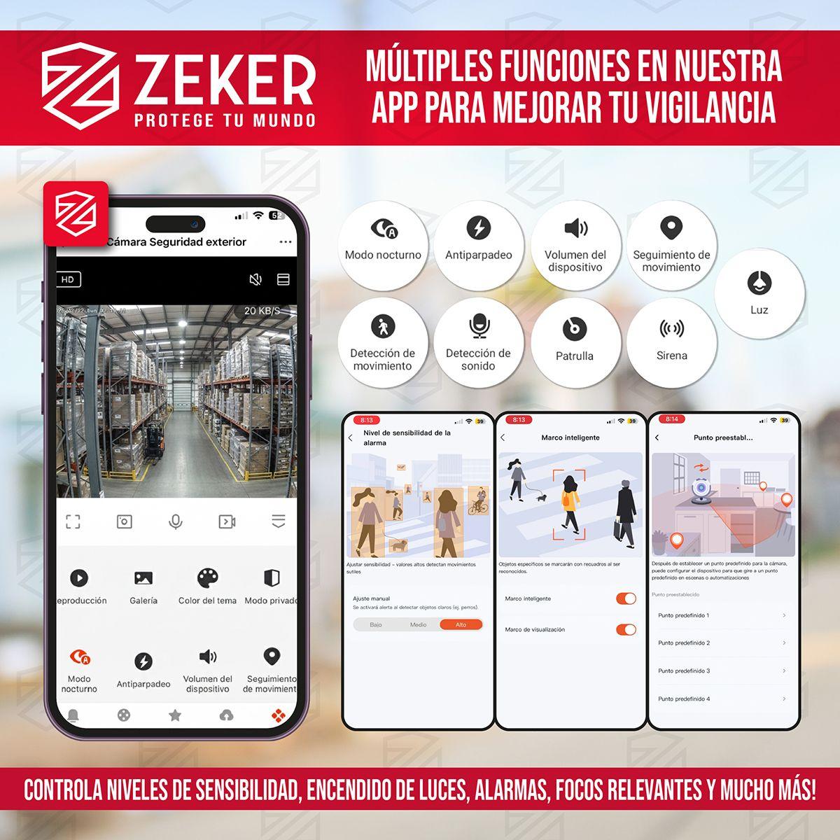 Cámara de Seguridad Wifi Exterior Impermeable Zeker 2MP 5G-3