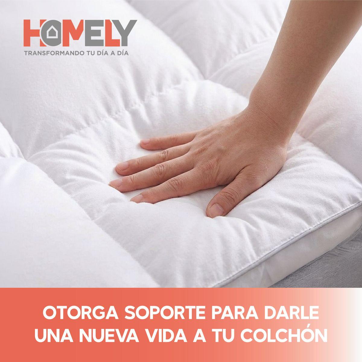 Topper Cubre Colchón King Homely Acolchado Hipoalergénico Elástico Premium Blanco Protector Liso-8