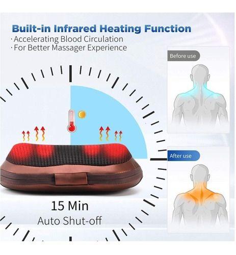 Cojín Masajeador Almohada Auto Relajación Spa Espalda Cuello-8