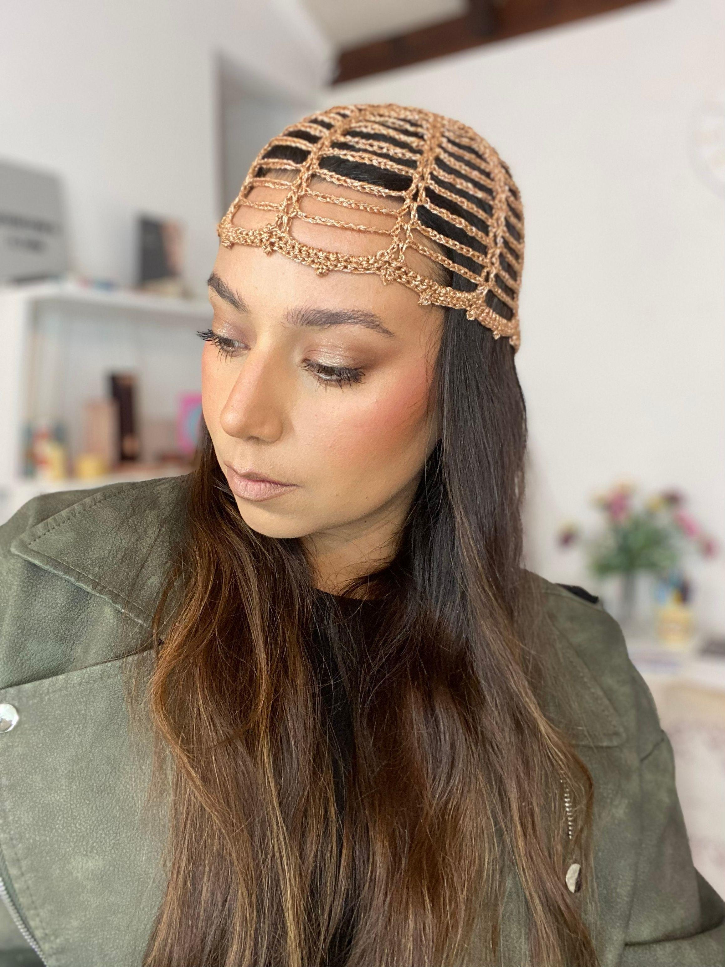 Mesh Hat Casquete Crochet modelo Abanico Simple color Caf Satinado-4