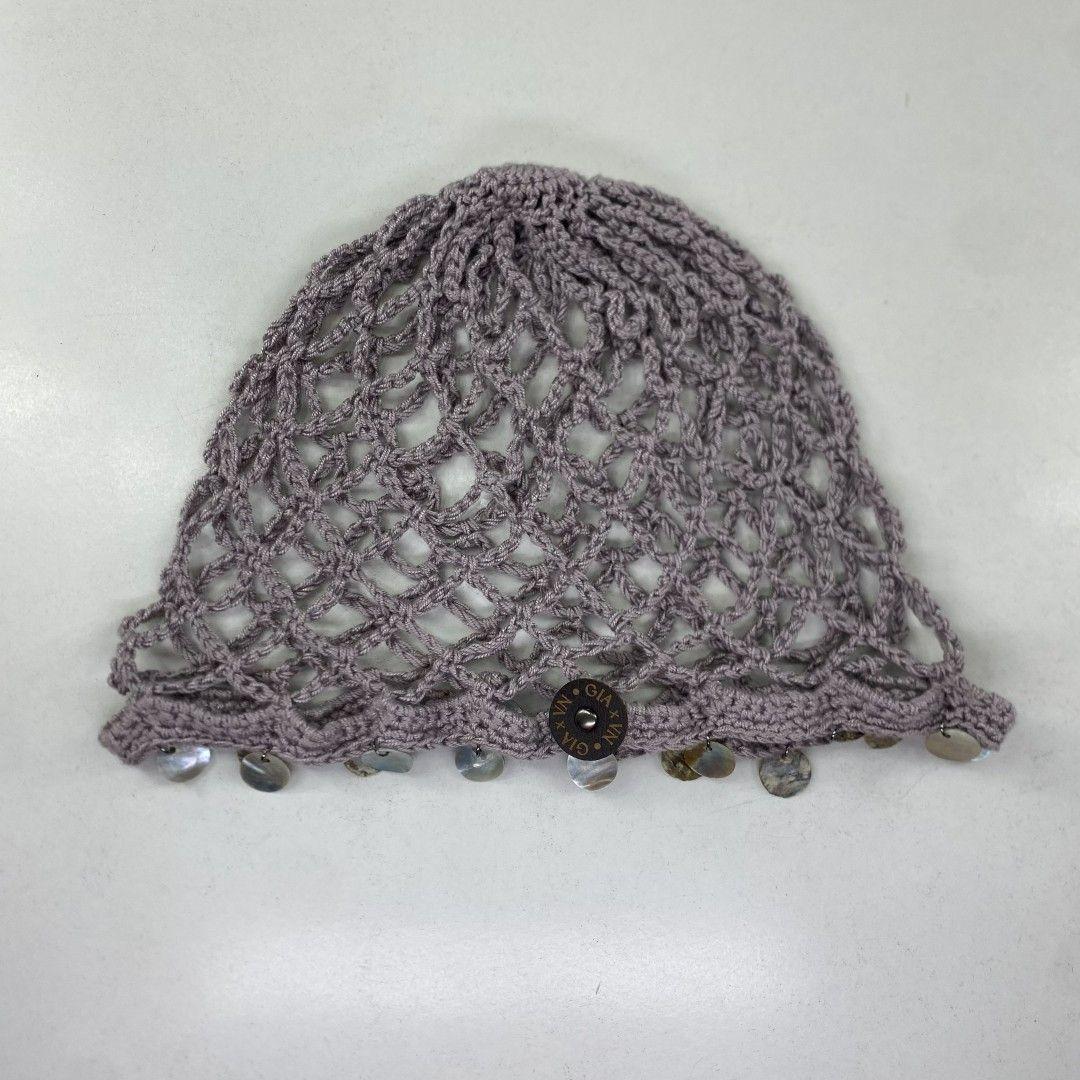 Mesh Hat Casquete Crochet modelo Diamante color Lila Pastel con Aplicaciones-2