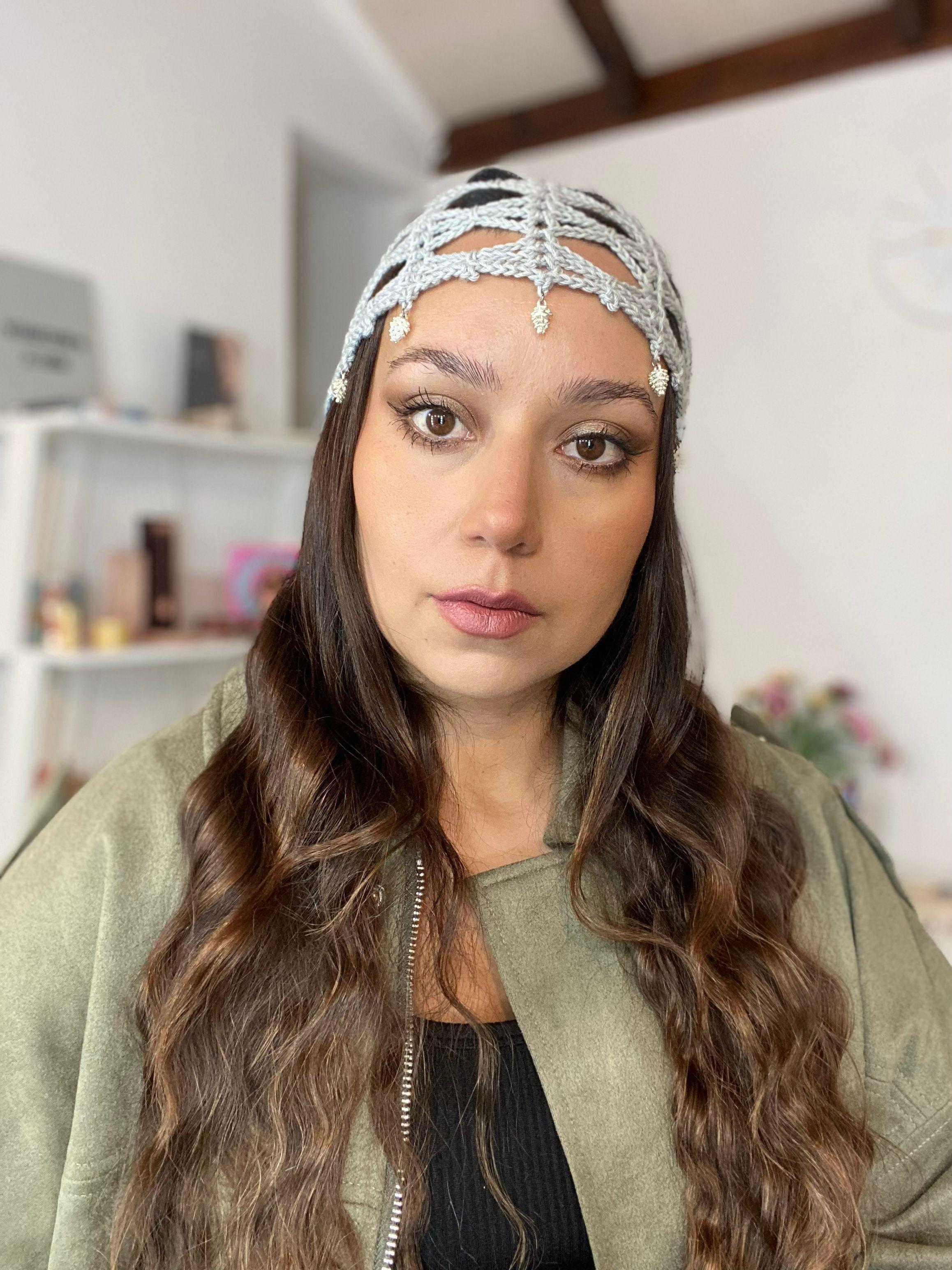 Mesh Hat Casquete Crochet modelo Avellana color Gris con Aplicaciones-3