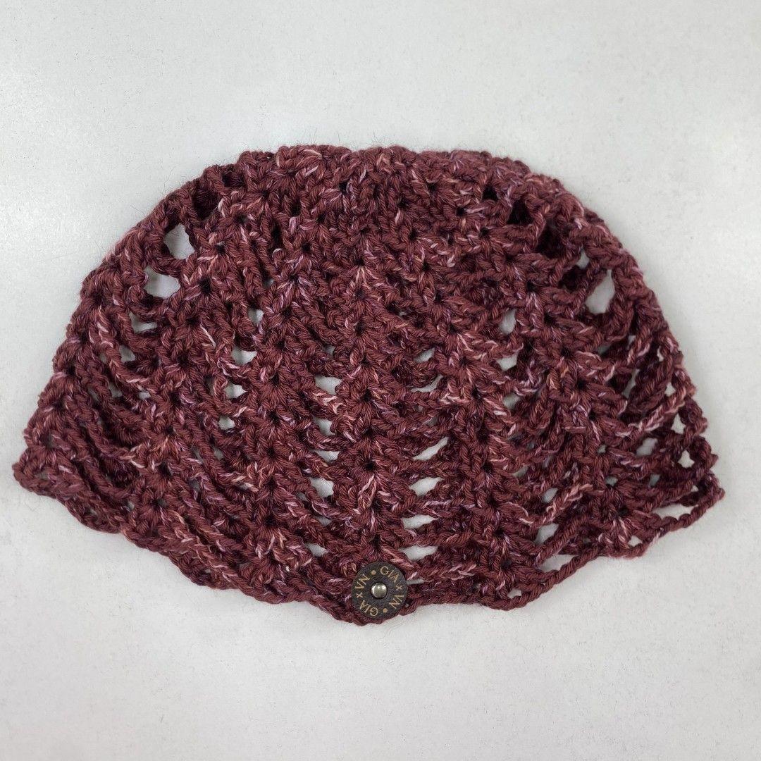 Mesh Hat Casquete Crochet modelo Abanico color Burdeo-2