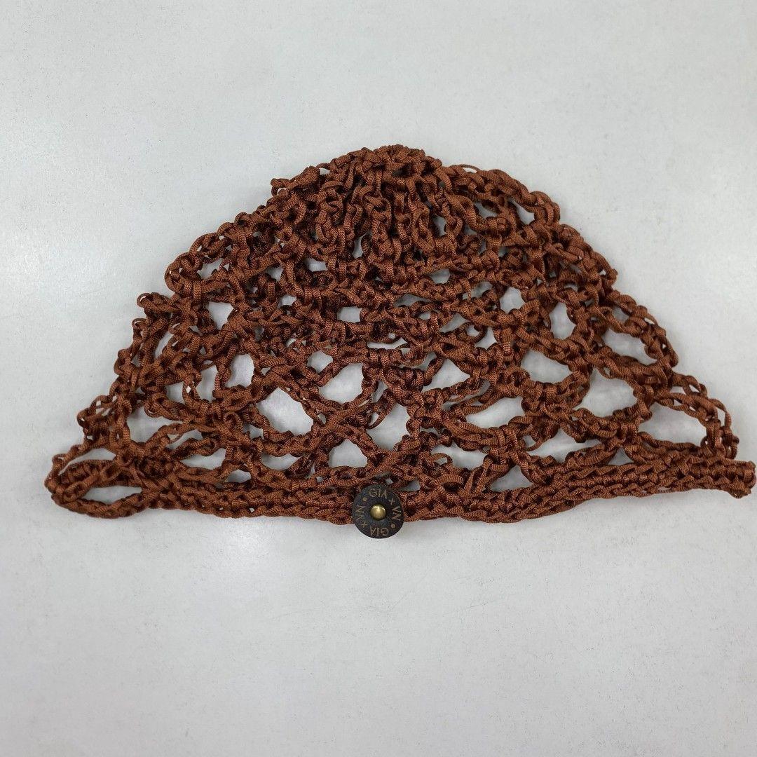 Mesh Hat Casquete Crochet modelo Diamante Cinta color Terracota-2